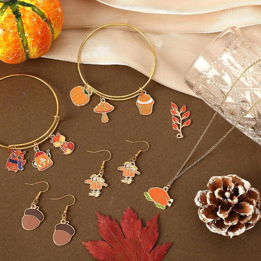 Fall Charms Thanksgiving Charms Enamel Charm Pendants Autumn Thanksgiving Pumpki - Picture 4 of 7